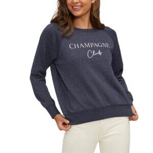 Wildfox Womens Xsmall Champagne Club Sweatshirt Heather Navy Color